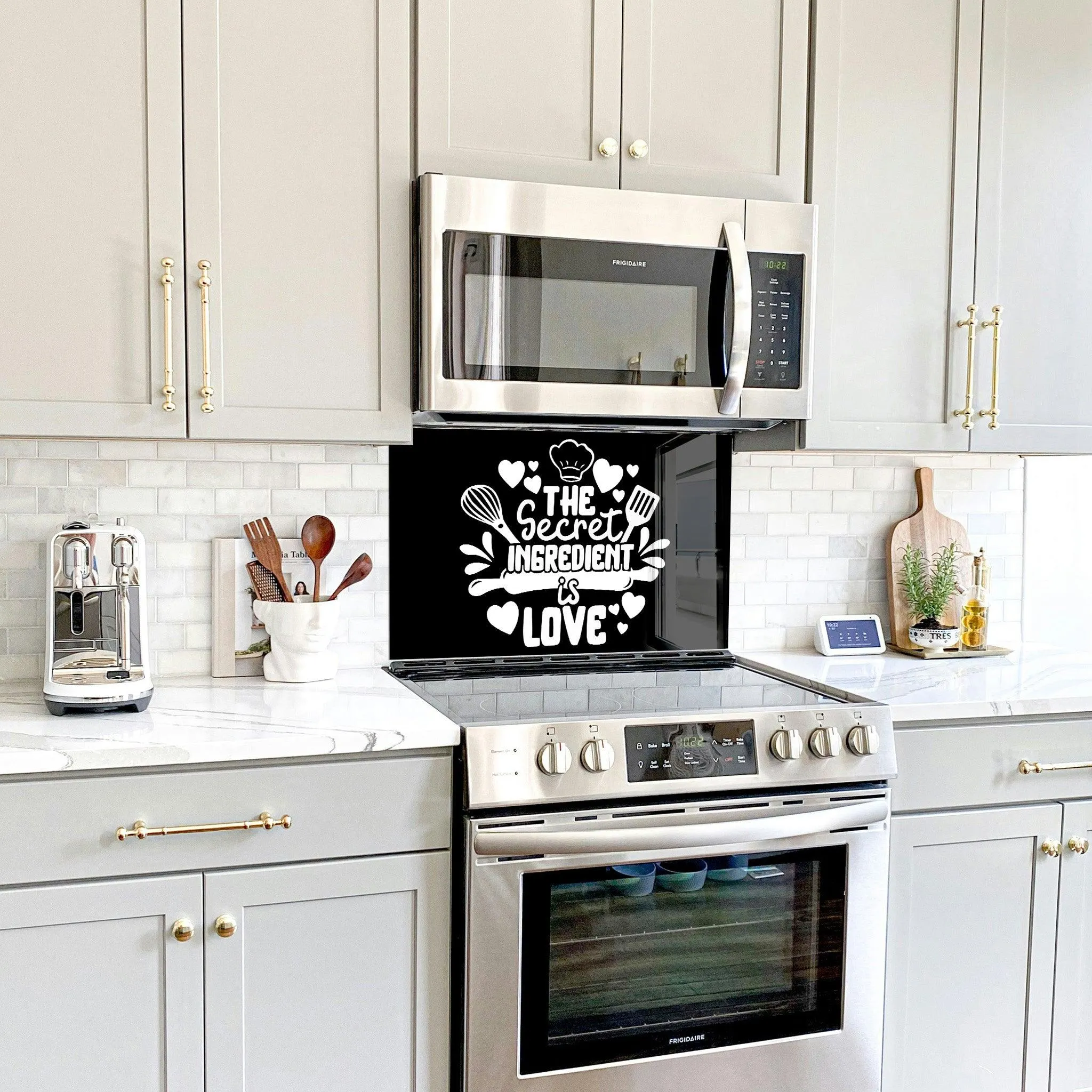 The Secret Ingredient is Love | Glass Printed Backsplash for your Kitchen