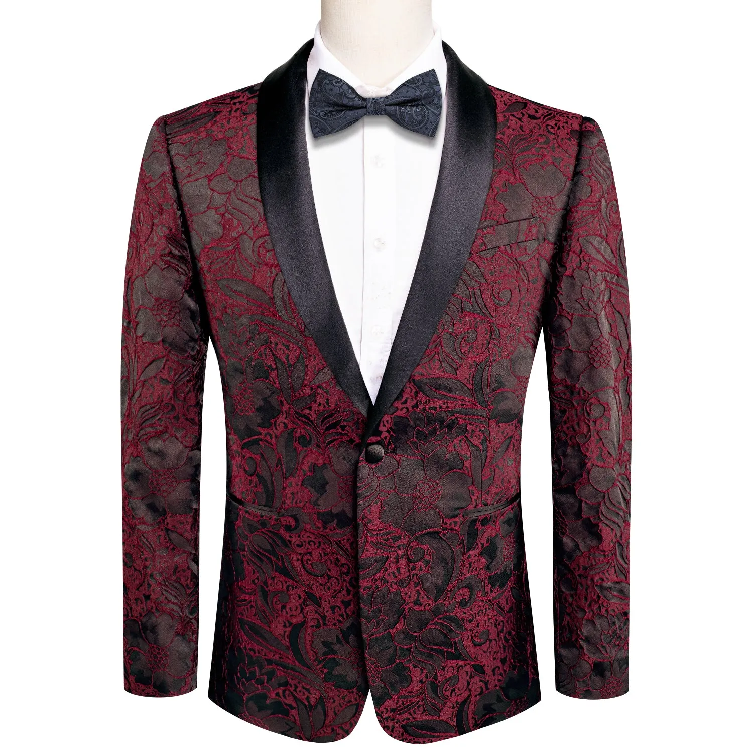 Ties2you Men's Suit Luxury Brown Red Floral Suit Set