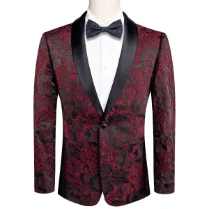 Ties2you Men's Suit Luxury Brown Red Floral Suit Set