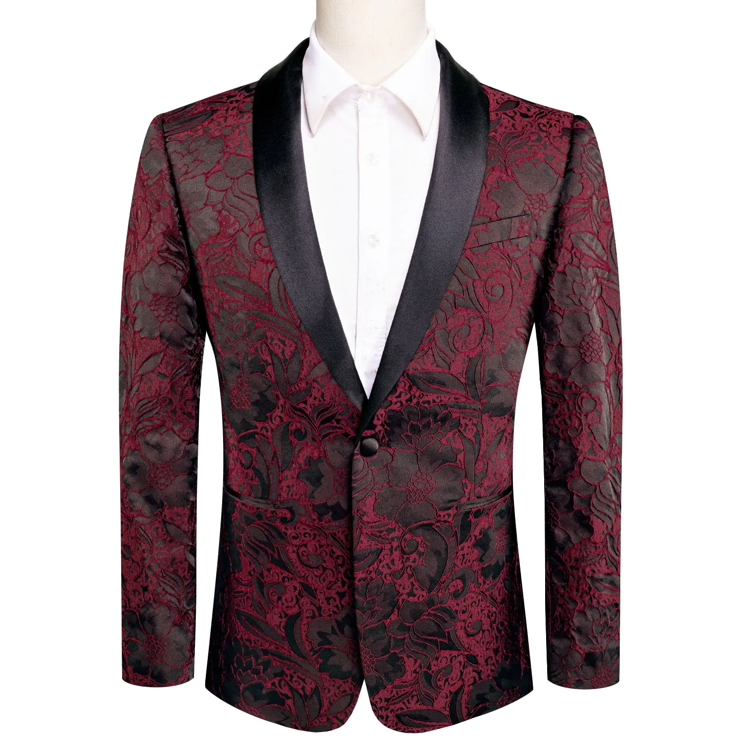 Ties2you Men's Suit Luxury Brown Red Floral Suit Set