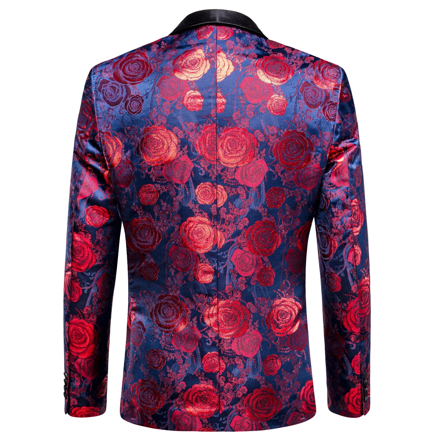 Ties2you Shawl Collar Men's Suit Luxury Blue Red Rose Floral Suit For Party