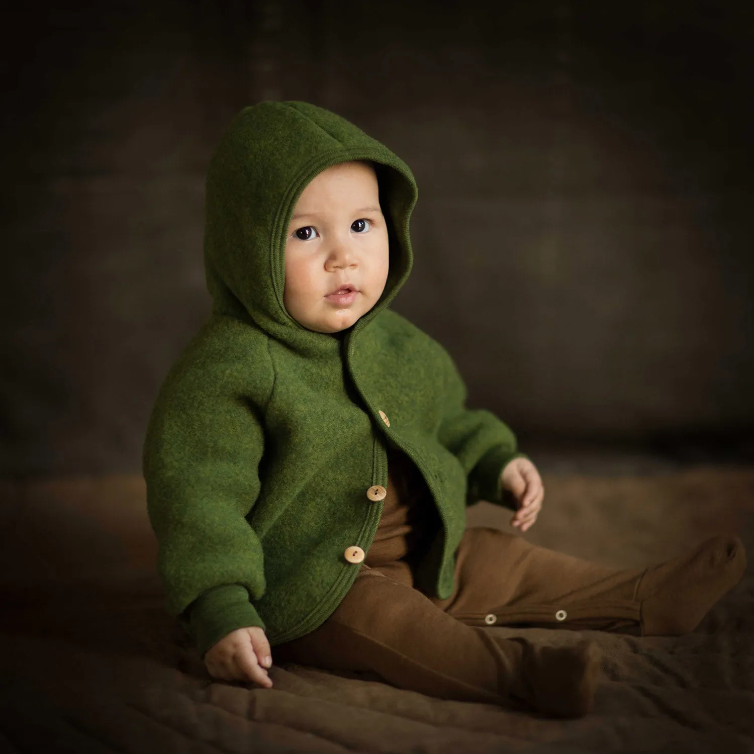 Tinker Baby & Kids Jacket - Merino Wool Fleece - Forest