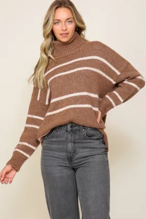 Tinley Turtle Neck Pinstripe Sweater // Brown or Black