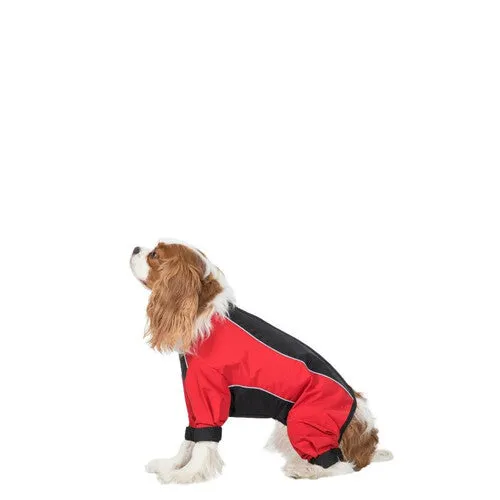 Trespaws Tia Black and Red Dog Raincoat With Legs (XS)