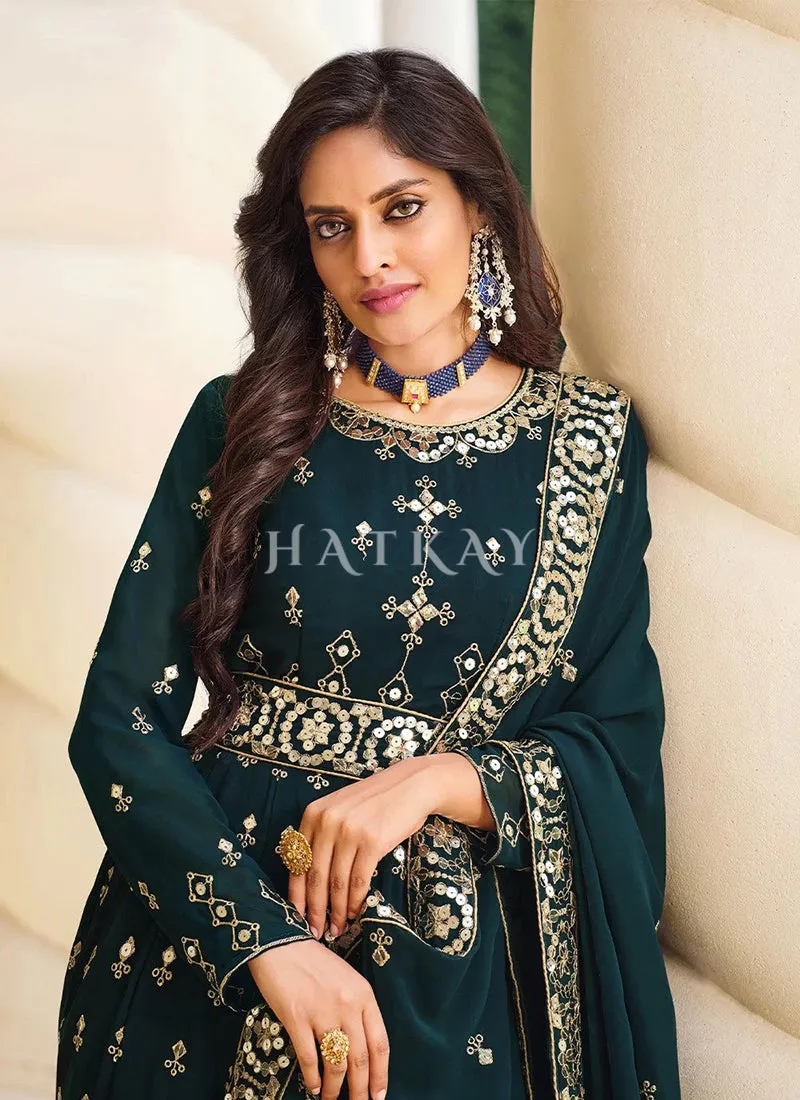 Turquoise Wedding Anarkali Suit