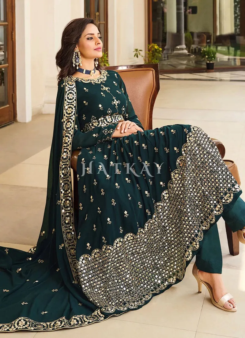 Turquoise Wedding Anarkali Suit