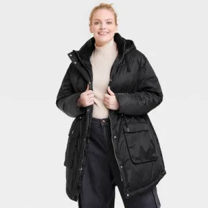 Universal Thread Women's Plus Zipper Winter Arctic Parka Jacket Fabric