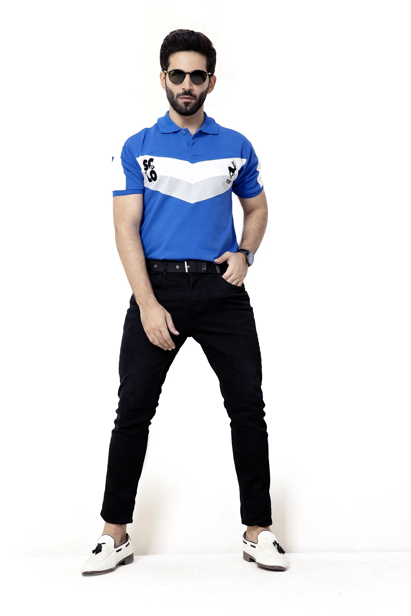 V-Stripe Blue Polo - A20 - MP0006R