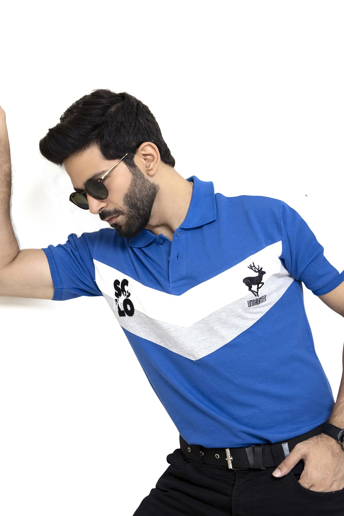 V-Stripe Blue Polo - A20 - MP0006R