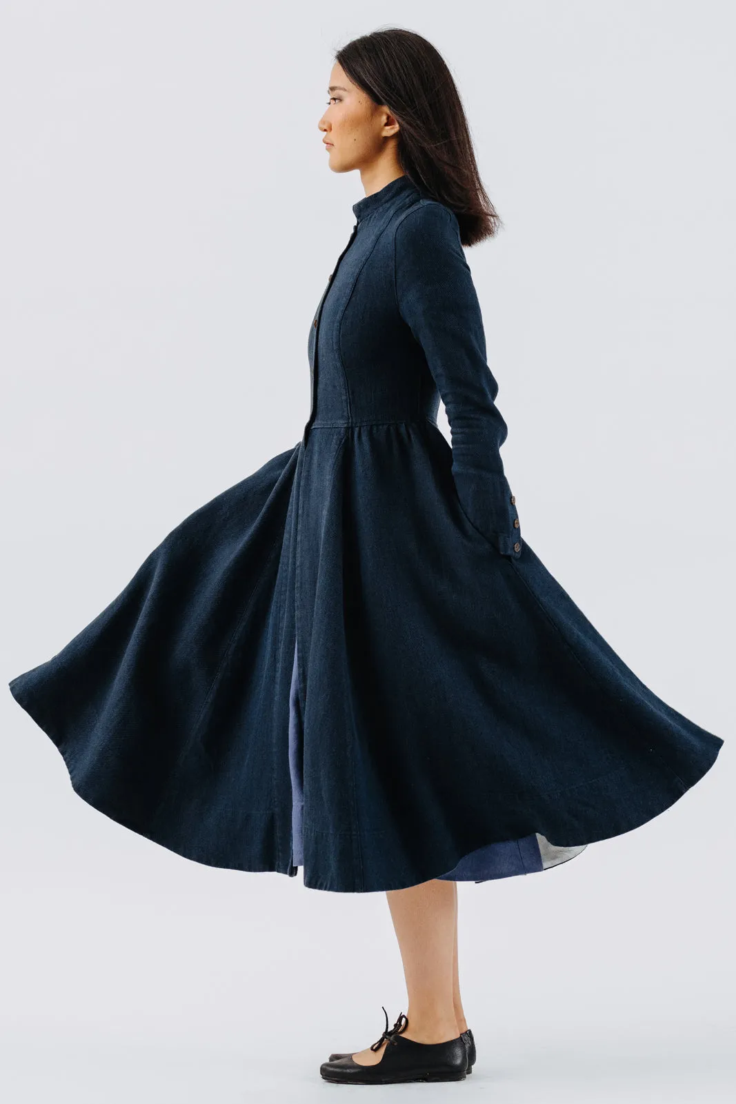 Victorian Coat, Twill Linen, Night Navy