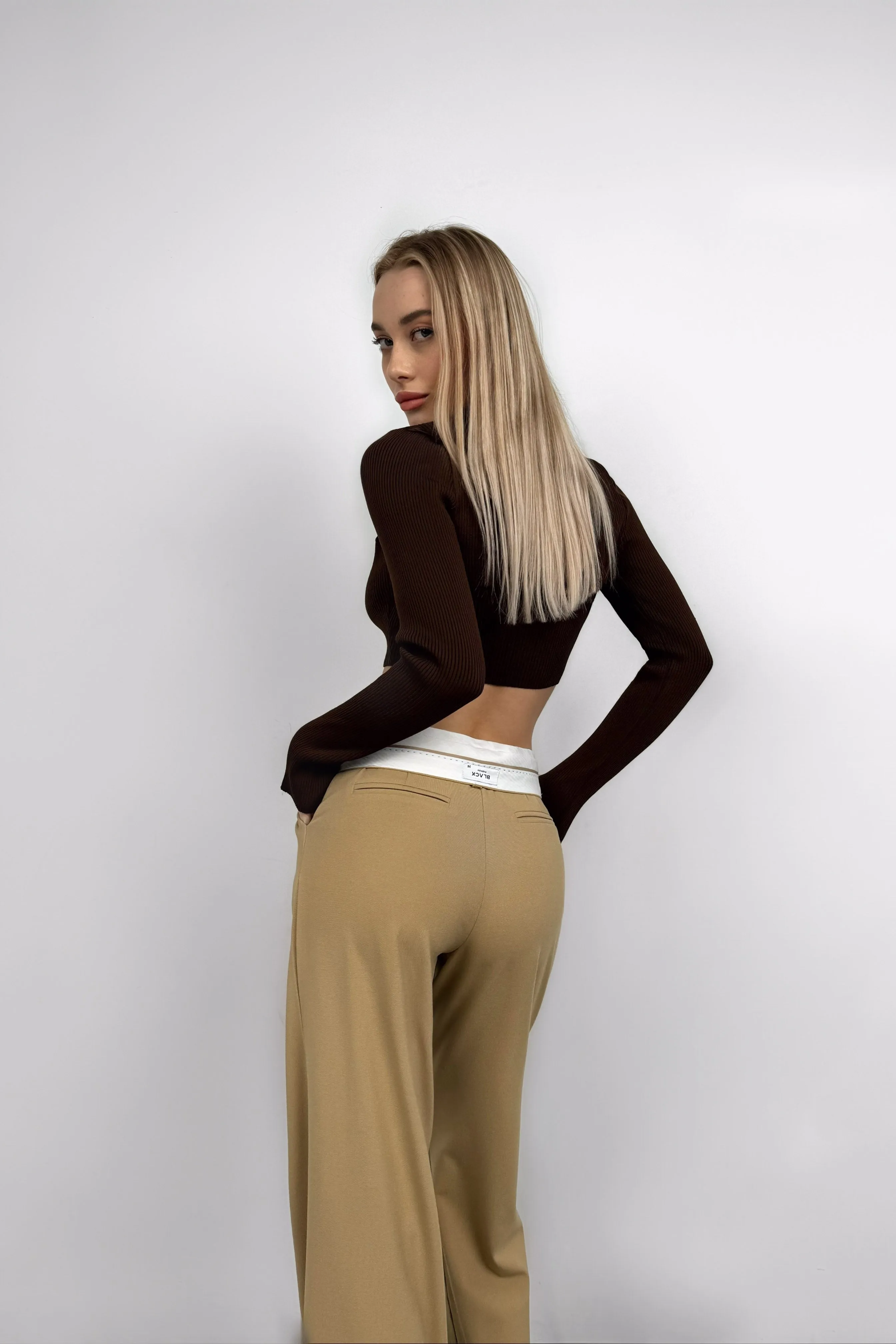 Waist Fold Palazzo Trousers