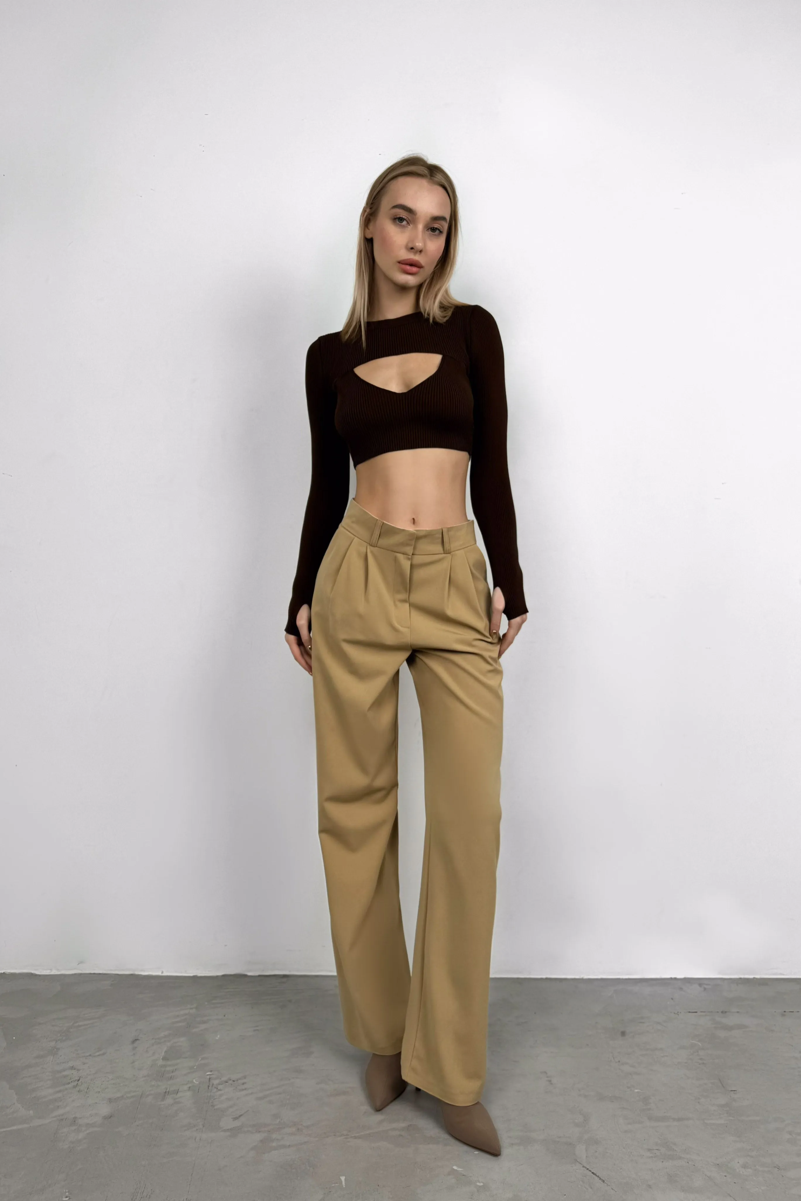 Waist Fold Palazzo Trousers