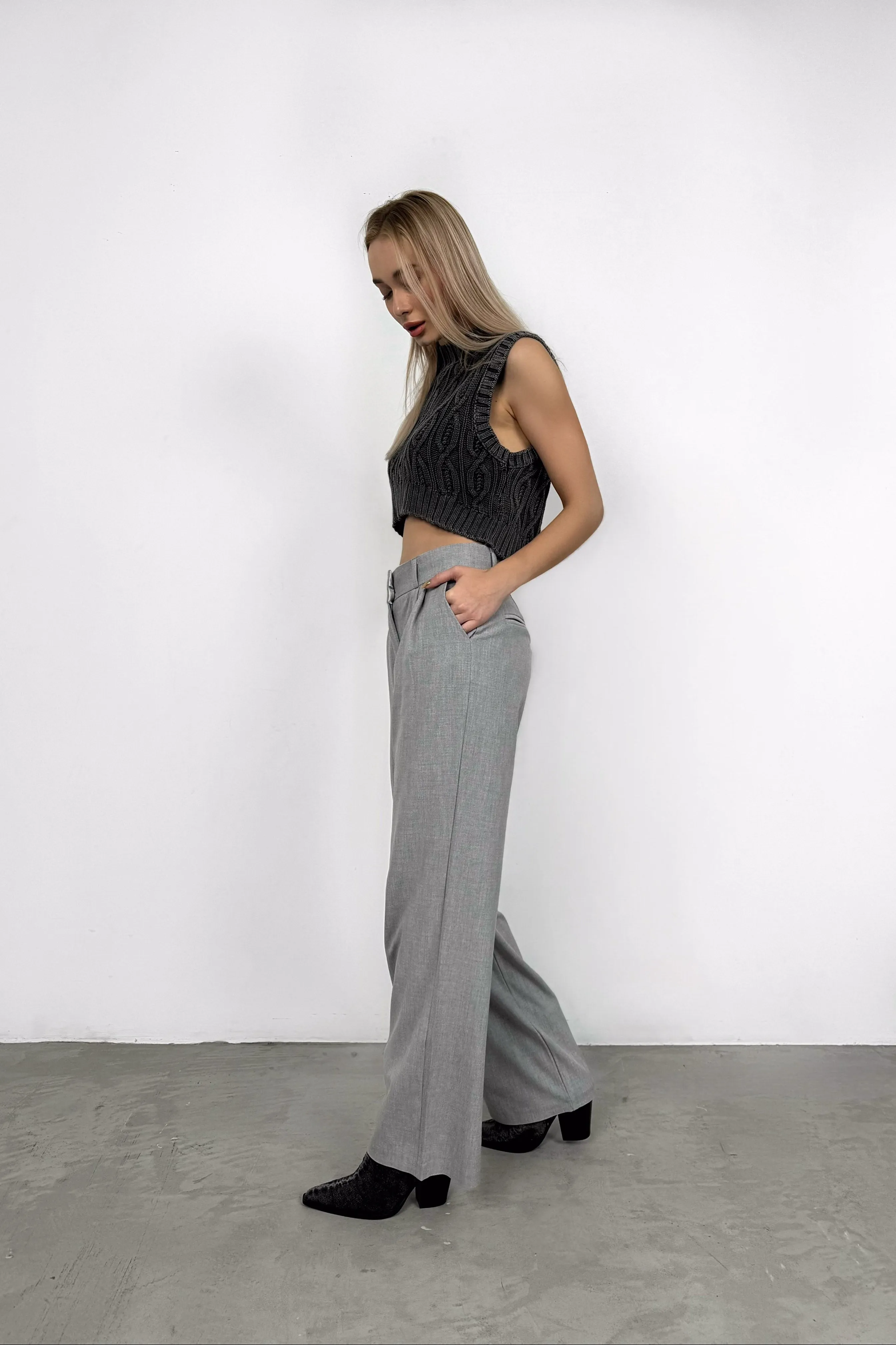 Waist Fold Palazzo Trousers