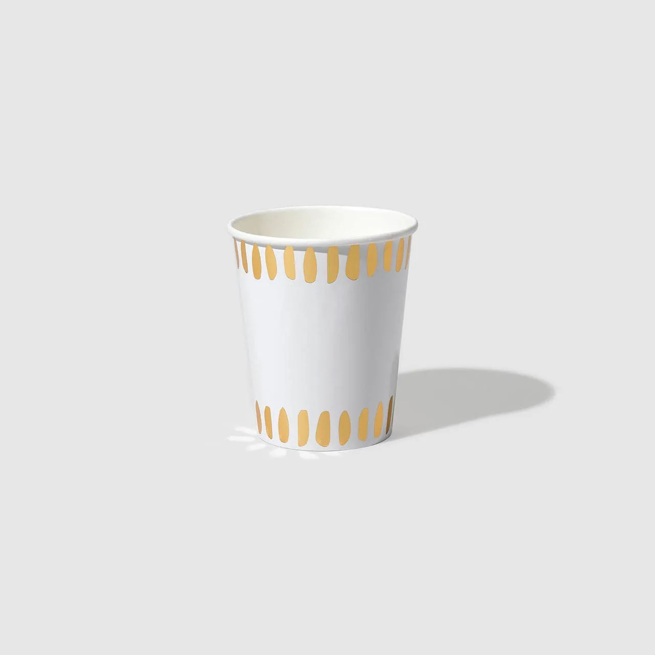 White and Gold Brushstroke Paper Cups x 10