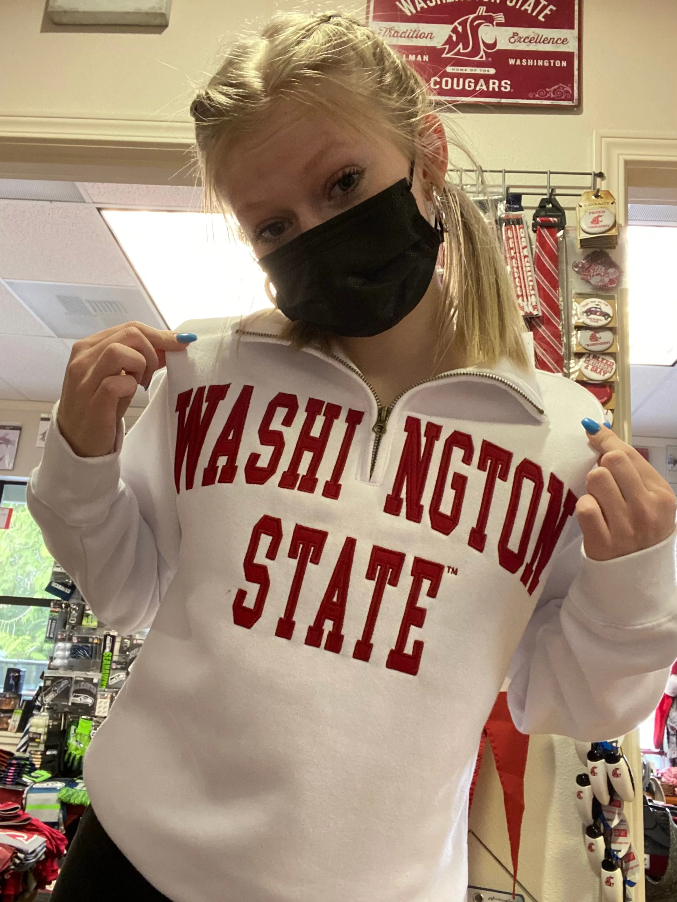 White Unisex 1/4 Washington State 1/4 Zip