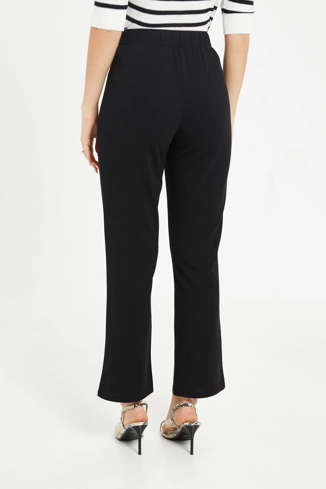 Women Black Buckle Trousers