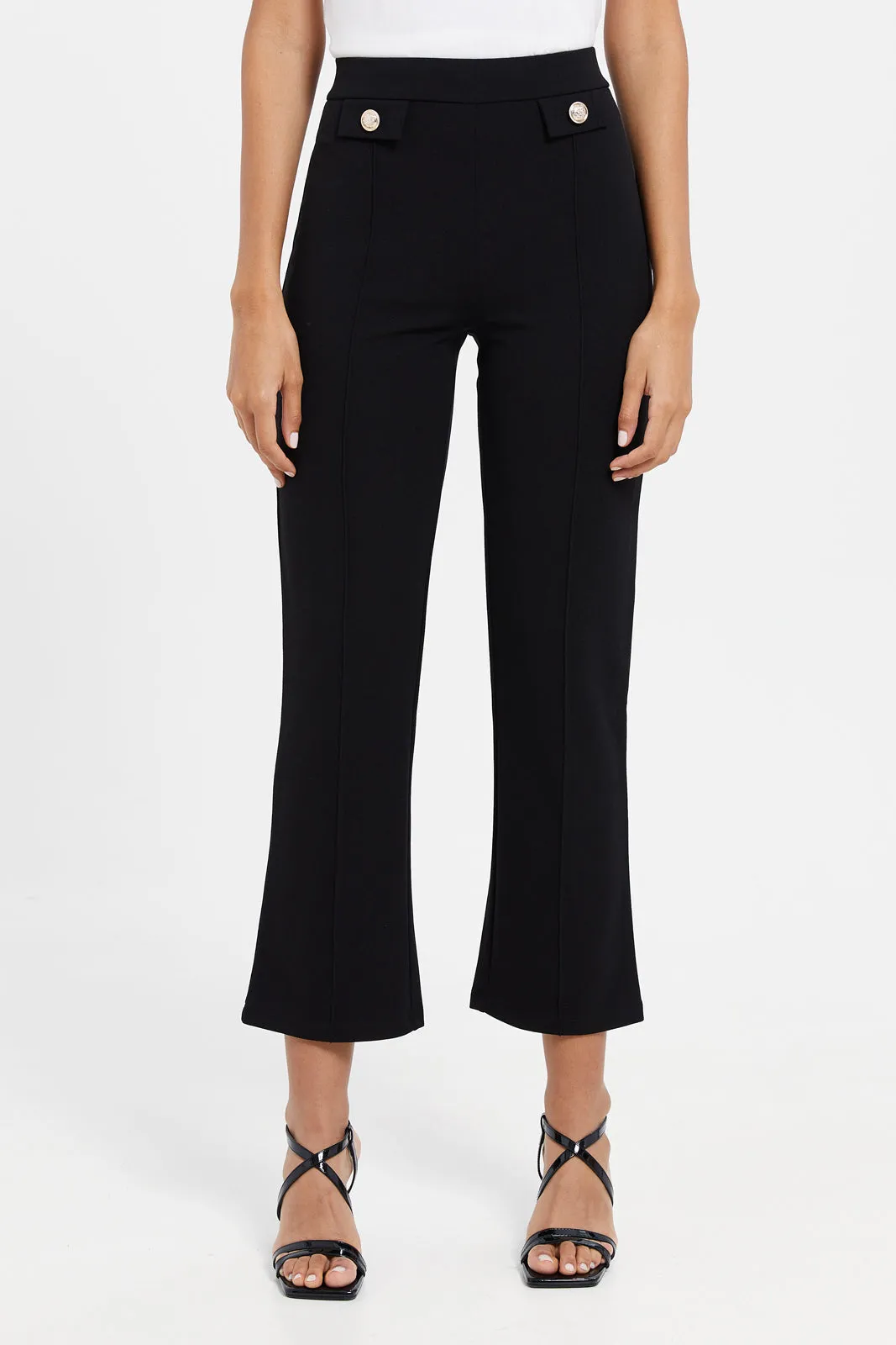 Women Black Straight Trousers