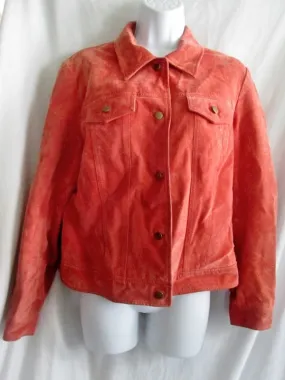 Womens CLOTHES BY REVUE LEATHER suede jacket Hipster Moto Riding Coat ORANGE L