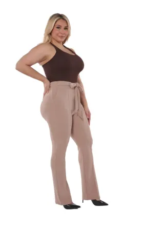 Women's flare pant with seam detail and waist tie