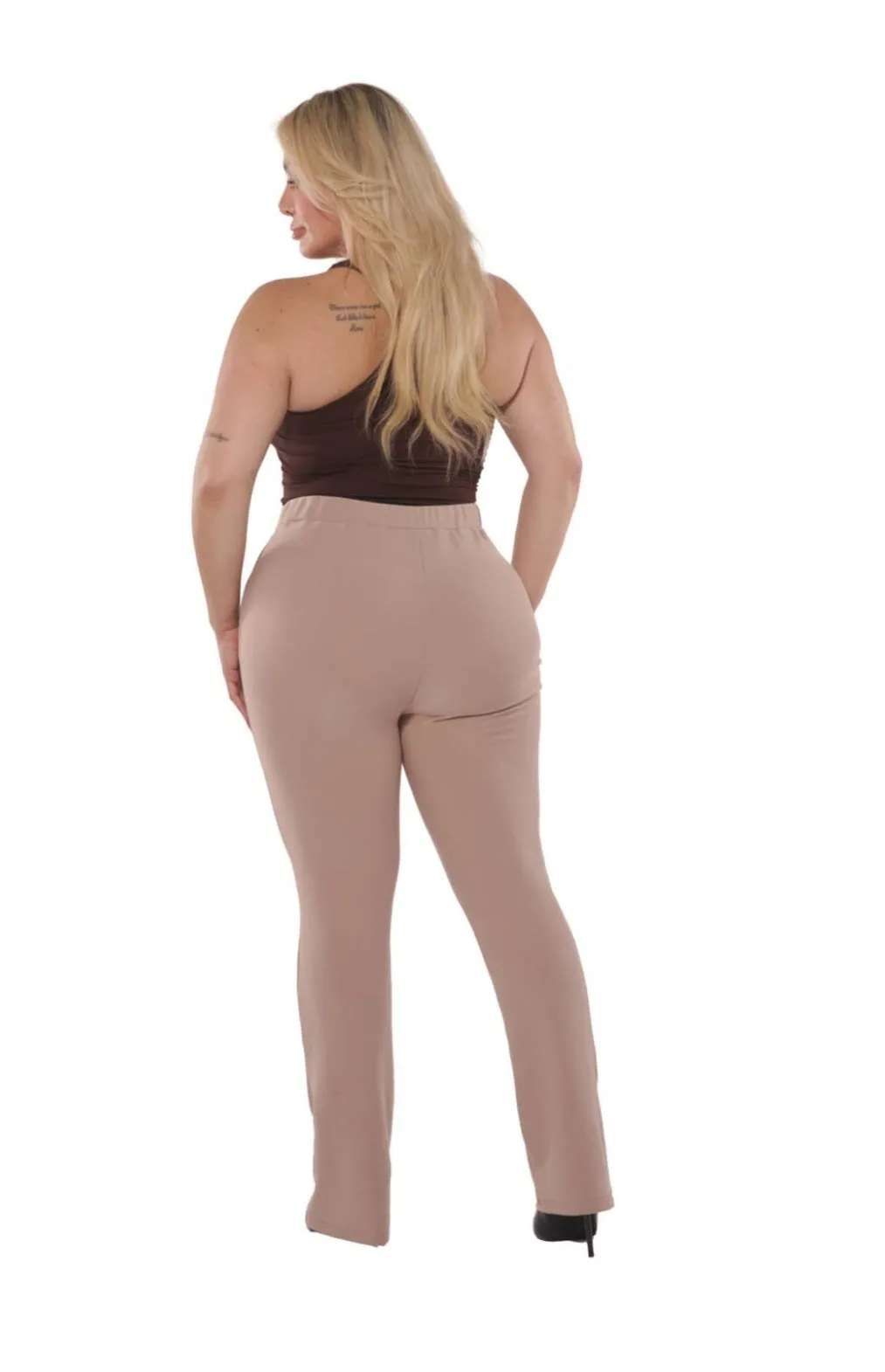 Women's flare pant with seam detail and waist tie