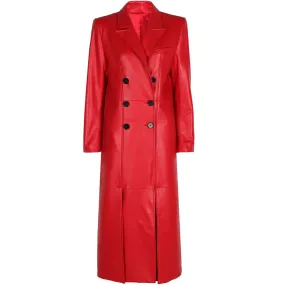 Women's Sheepskin Leather Long Trench Coat