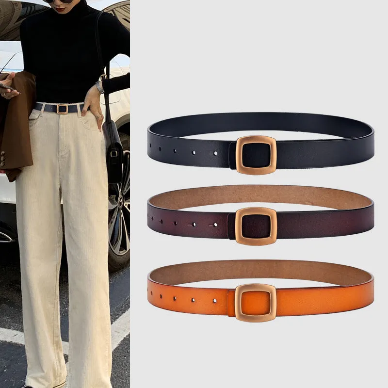 Women's Smooth Buckle Decorative Belt Fashion Trendy Belt Women's Pants Belt