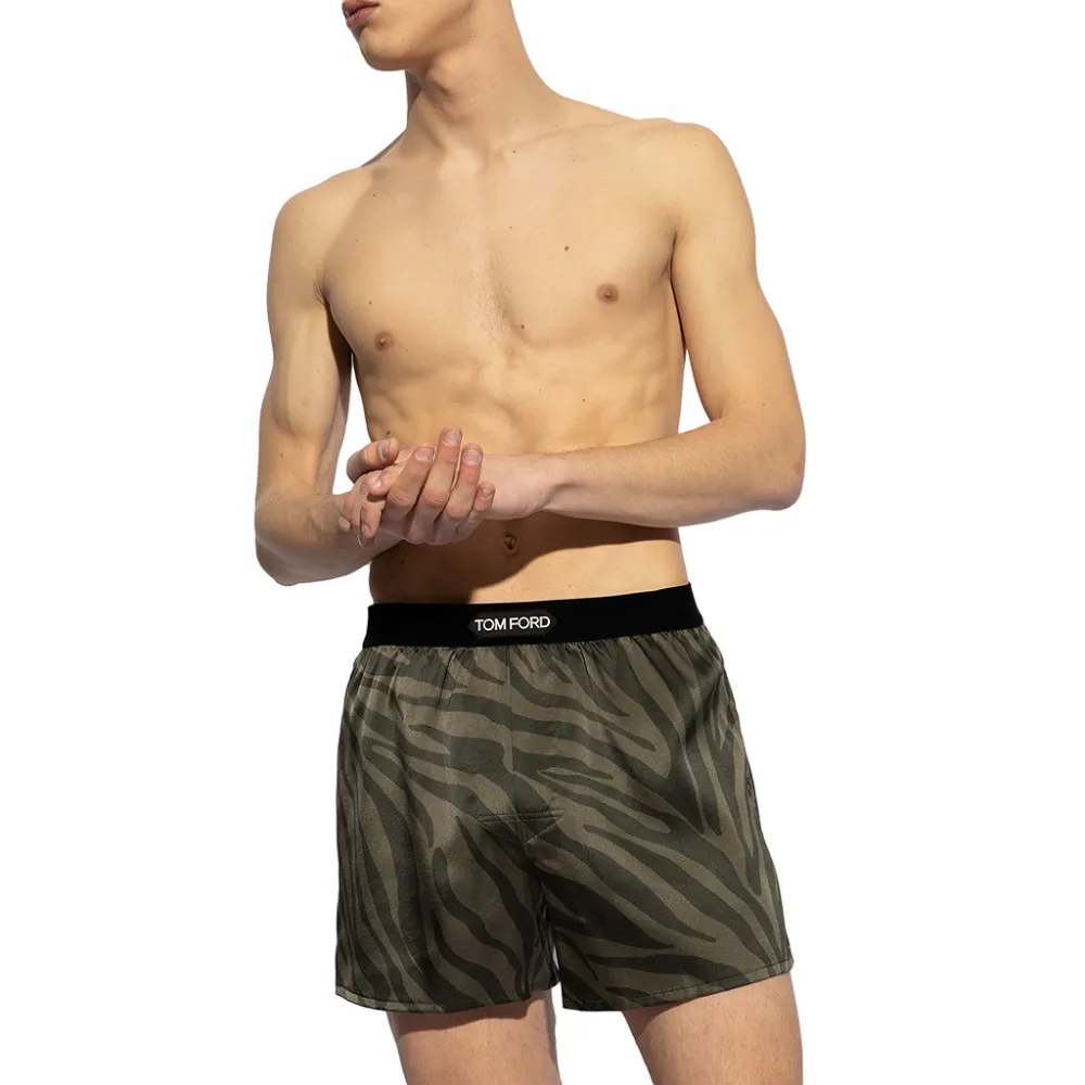 Zebra-Print Stretch-Silk Boxers